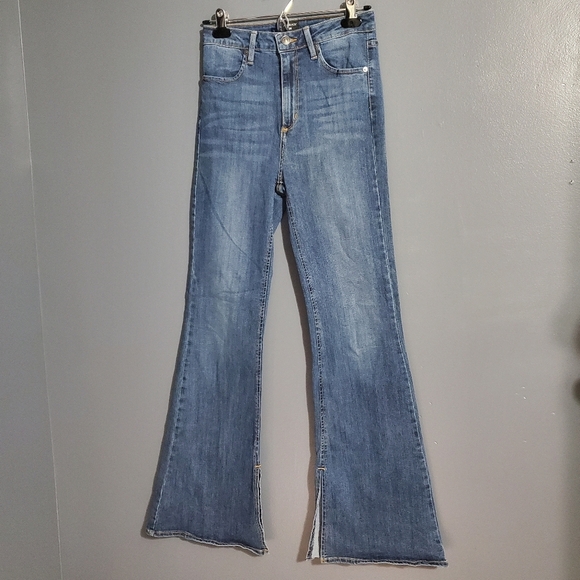 Just Black Womens Flare Jeans Hi Waist Split Openings Size 26 - Picture 1 of 9